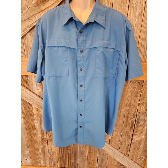 Foundry 3XL performance Vented Fishing Shirt EUC vivid blue short sleeve ^ - Picture 1 of 6